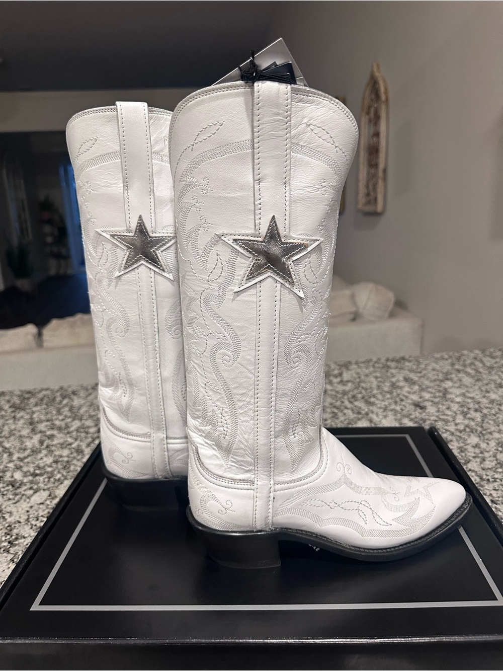 Lucchese White Leather Dallas Cowboys Boots